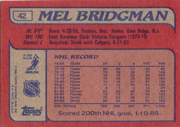 1985-86 Topps #42 Mel Bridgman Back