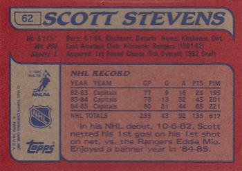 1985-86 Topps #62 Scott Stevens Back