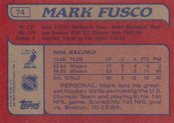 1985-86 Topps #74 Mark Fusco Back