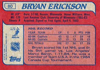 1985-86 Topps #80 Bryan Erickson Back