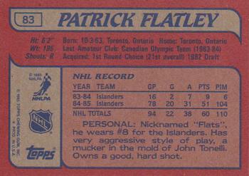 1985-86 Topps #83 Patrick Flatley Back