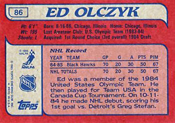 1985-86 Topps #86 Ed Olczyk Back