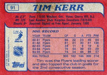 1985-86 Topps #91 Tim Kerr Back