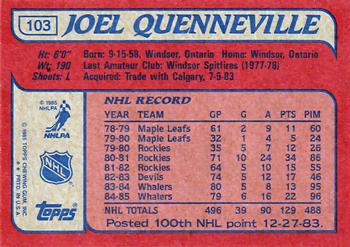 1985-86 Topps #103 Joel Quenneville Back