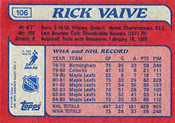 1985-86 Topps #106 Rick Vaive Back