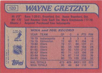 1985-86 Topps #120 Wayne Gretzky Back