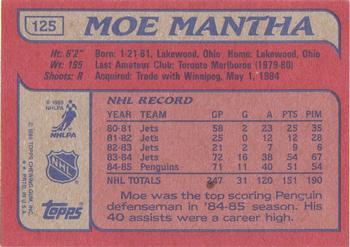1985-86 Topps #125 Moe Mantha Back