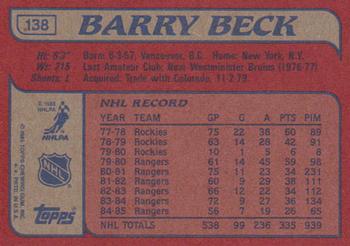1985-86 Topps #138 Barry Beck Back
