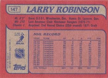 1985-86 Topps #147 Larry Robinson Back