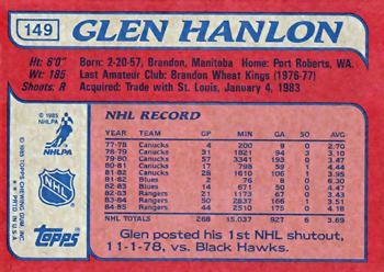 1985-86 Topps #149 Glen Hanlon Back