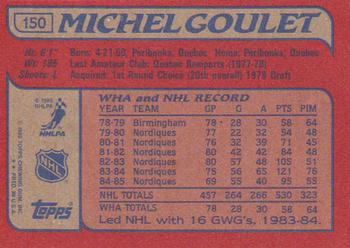 1985-86 Topps #150 Michel Goulet Back