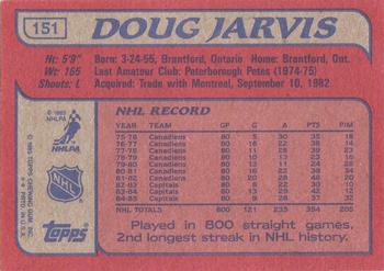 1985-86 Topps #151 Doug Jarvis Back