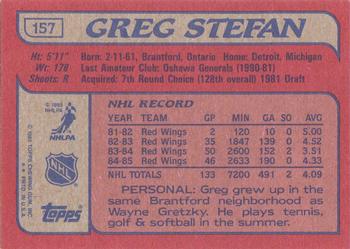 1985-86 Topps #157 Greg Stefan Back