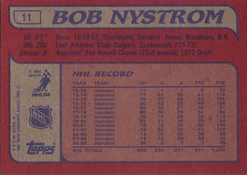 1985-86 Topps #11 Bob Nystrom Back