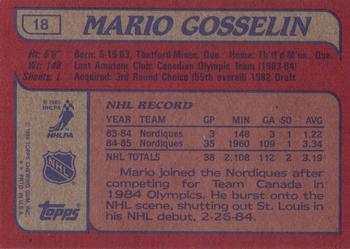 1985-86 Topps #18 Mario Gosselin Back