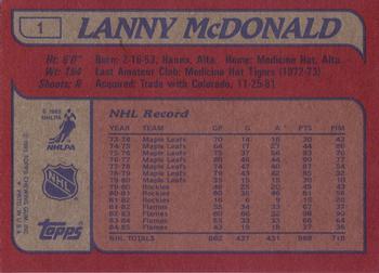 1985-86 Topps #1 Lanny McDonald Back