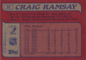 1985-86 Topps #32 Craig Ramsay Back