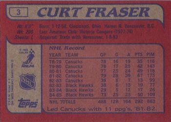 1985-86 Topps #3 Curt Fraser Back