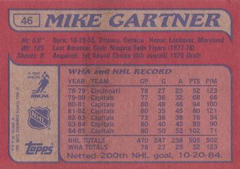 1985-86 Topps #46 Mike Gartner Back