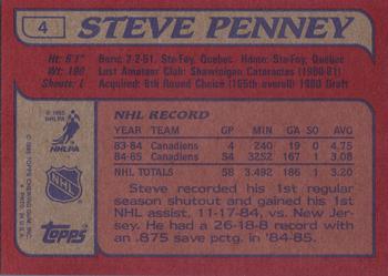 1985-86 Topps #4 Steve Penney Back