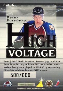 1996-97 Summit - High Voltage Mirage #6 Peter Forsberg Back