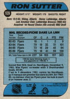 1986-87 O-Pee-Chee #109 Ron Sutter Back