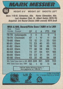 1986-87 O-Pee-Chee #186 Mark Messier Back