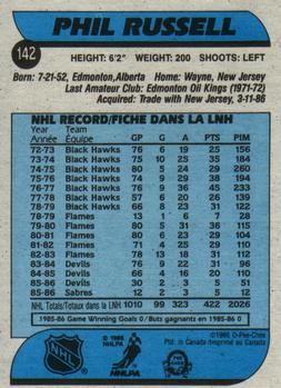 1986-87 O-Pee-Chee #142 Phil Russell Back