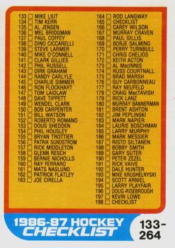 1986-87 O-Pee-Chee #198 Checklist: 133-264 Front