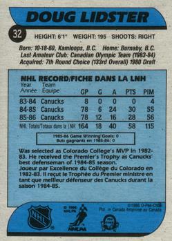 1986-87 O-Pee-Chee #32 Doug Lidster Back