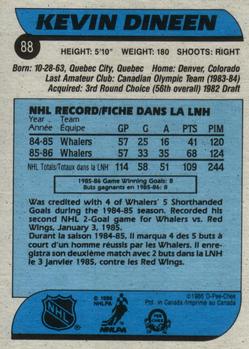 1986-87 O-Pee-Chee #88 Kevin Dineen Back