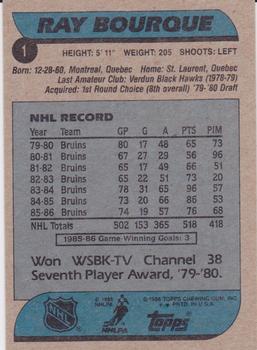 1986-87 Topps #1 Ray Bourque Back