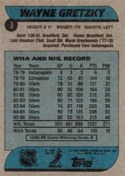 1986-87 Topps #3 Wayne Gretzky Back