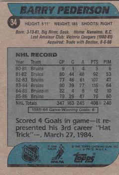 1986-87 Topps #34 Barry Pederson Back