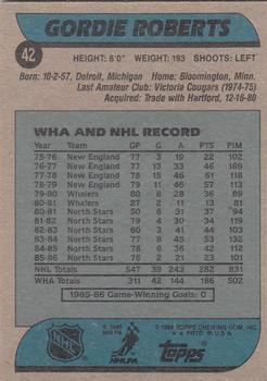 1986-87 Topps #42 Gordie Roberts Back