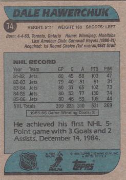 1986-87 Topps #74 Dale Hawerchuk Back
