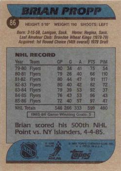 1986-87 Topps #86 Brian Propp Back