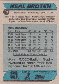 1986-87 Topps #99 Neal Broten Back