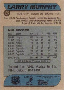 1986-87 Topps #185 Larry Murphy Back