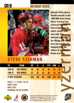 1997-98 Collector's Choice - You Crash the Game Exchange #CR19 Steve Yzerman Back