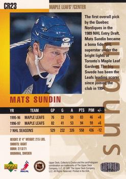 1997-98 Collector's Choice - You Crash the Game Exchange #CR23 Mats Sundin Back