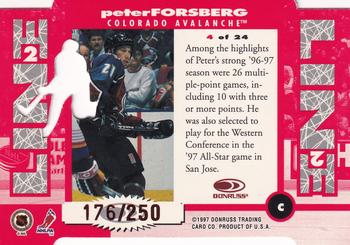 1997-98 Donruss - Line 2 Line Die Cut #4 Peter Forsberg Back