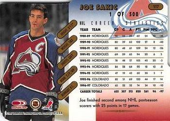 1997-98 Donruss - Press Proof Gold #117 Joe Sakic Back