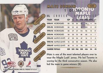 1997-98 Donruss - Press Proof Gold #139 Mats Sundin Back
