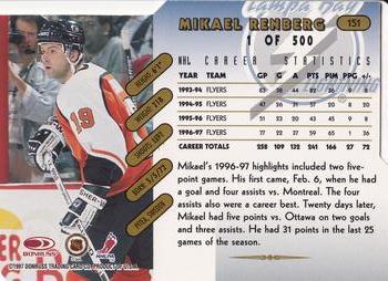 1997-98 Donruss - Press Proof Gold #151 Mikael Renberg Back