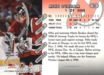 1997-98 Donruss - Press Proof Silver #93 Mike Dunham Back