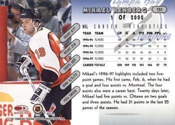 1997-98 Donruss - Press Proof Silver #151 Mikael Renberg Back