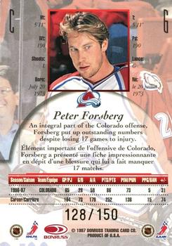 1997-98 Donruss Canadian Ice - Dominion Series #6 Peter Forsberg Back