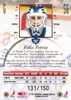 1997-98 Donruss Canadian Ice - Dominion Series #56 Felix Potvin Back