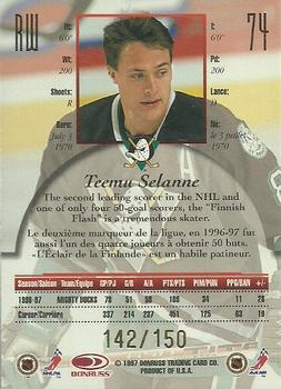 1997-98 Donruss Canadian Ice - Dominion Series #74 Teemu Selanne Back